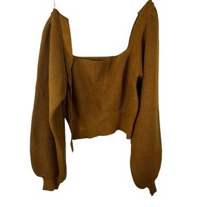 MINKPINK Mustard Long Sleeve Peasant Blouse size L